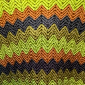 Vintage 70's Chevron Afghan Blanket